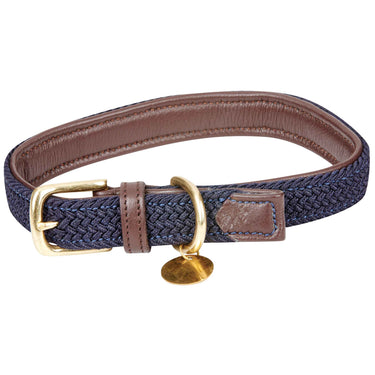 Buy Weatherbeeta Leather Plaited Brown/Navy Dog Collar | Online for Canine