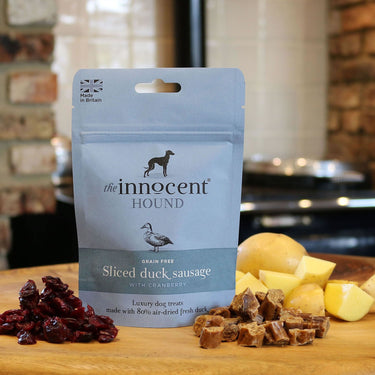 Buy The Innocent Hound Sliced Duck Sausage With Cranberry Treats | Online for Canine