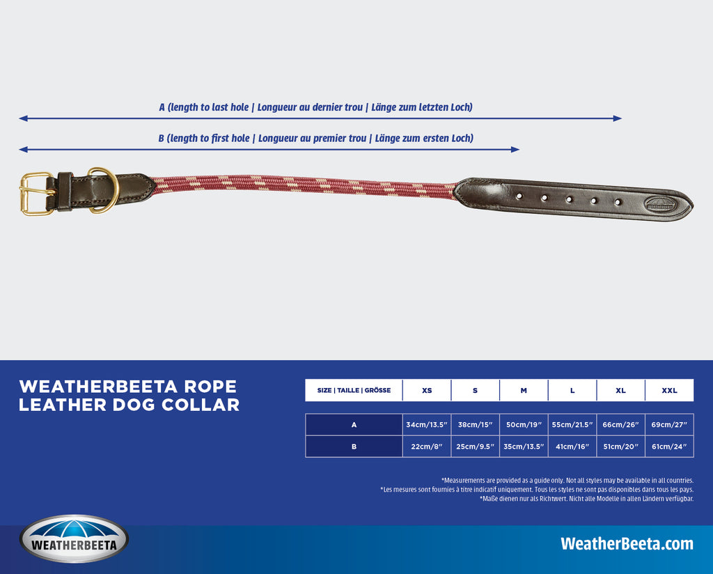 Weatherbeeta Rope Leather Dog Collar Size Guide | Online for Canine